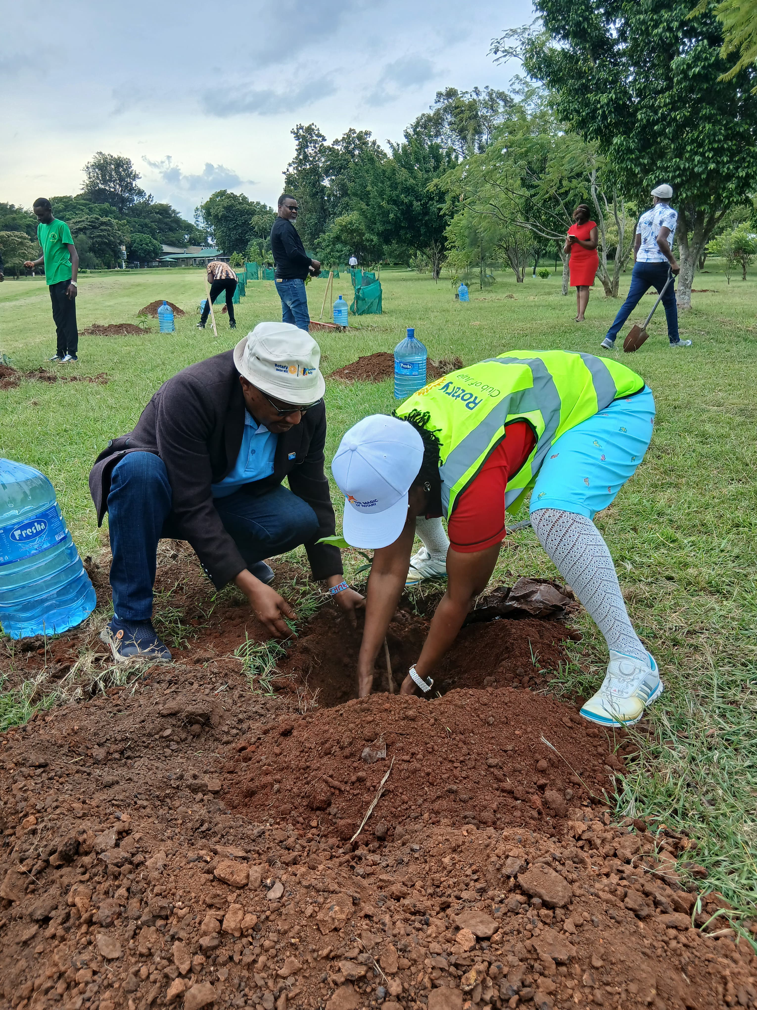 Tree planting at Ruiru Sports Club - Planting process